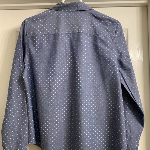 Liz Claiborne Petite Women's Blue with White Polka Dot Blouse, Size Petite Large - Picture 3 of 5